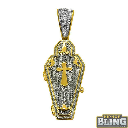 3D Opening Coffin .92cttw Diamond 10K Yellow Gold