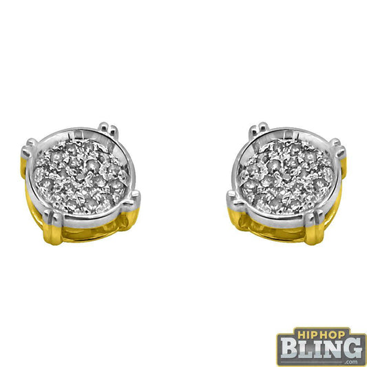 10K Gold Small Circle Earrings .08cttw Diamonds