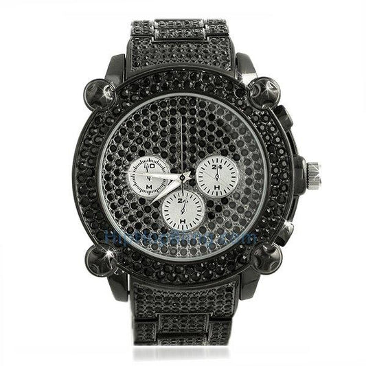 Black Chrono Fully Iced Out Hip Hop Watch