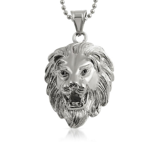 3D Lion Head Detailed Pendant Stainless Steel