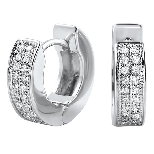 2 Row CZ Hoop Micro Pave Huggie Earrings