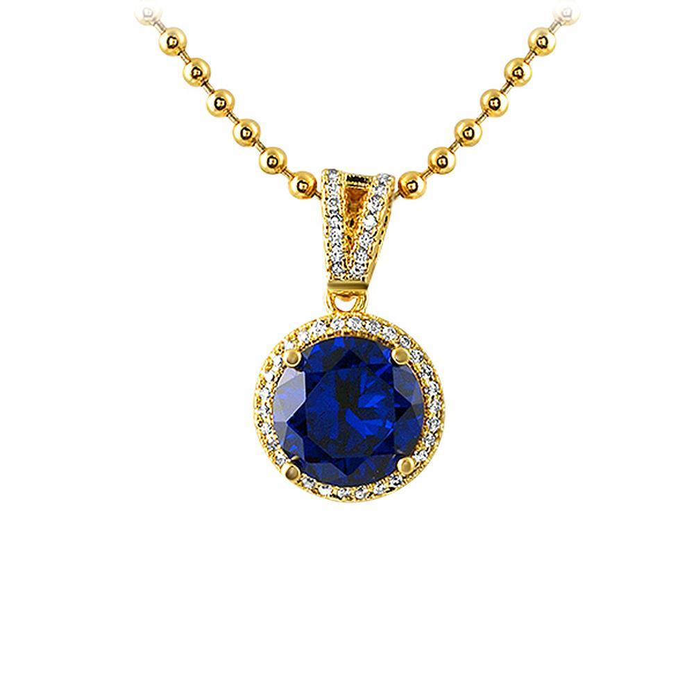 Smaller Round Cut Lab Sapphire Gem Pendant