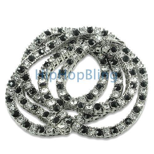 Black & White Checkered Rhodium Hip Hop Chain