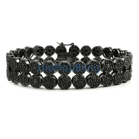 CZ Black 2 Row Cluster Hip Hop Bracelet