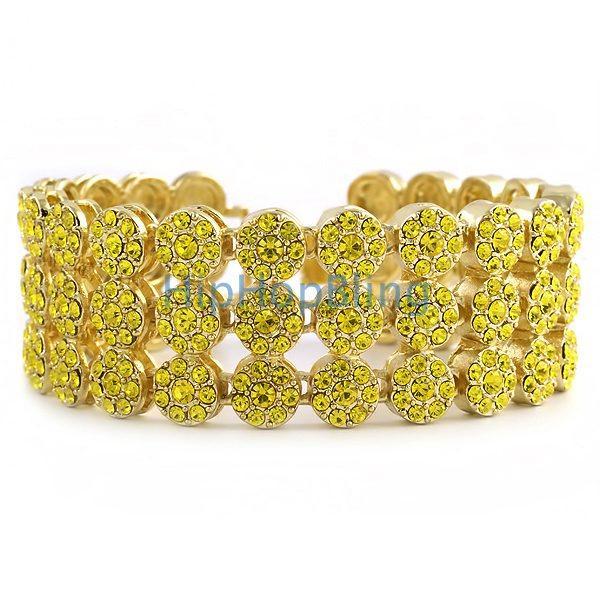 3 Row Cluster Lemonade Bling Bling Bracelet