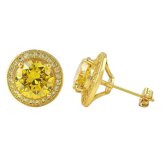 Lemonade XL Halo Bling Bling Solitaire CZ Earrings