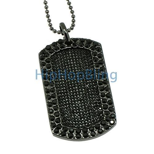 Blizzard Bling Bling Black Dog Tag & Chain