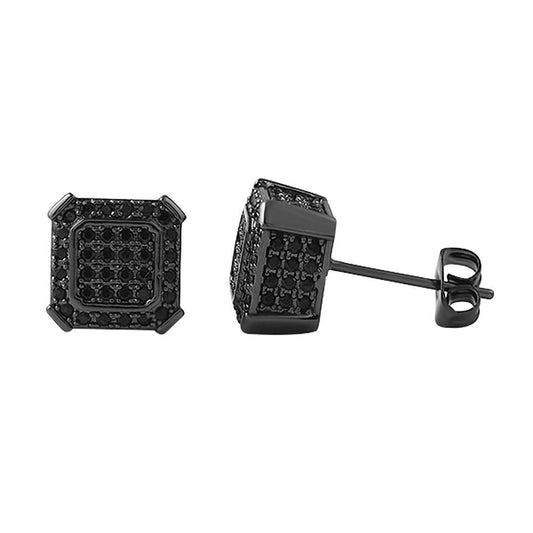 Black Ballers CZ Micro Pave Hip Hop Earrings