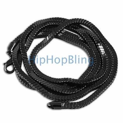 4mm Square Snake 3D Black Hip Hop Chain