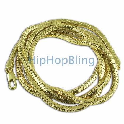 4mm Square Snake 3D Gold Hip Hop Chain