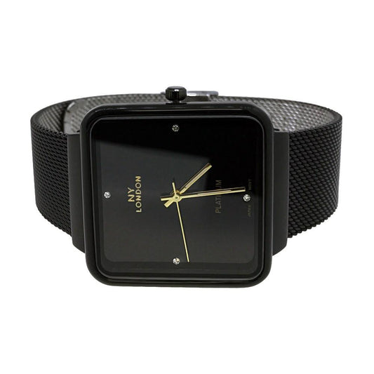 All Black Square Mesh Band Watch