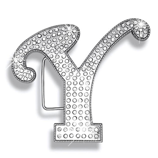 Y Initial Jumbo Belt Buckle Rhodium