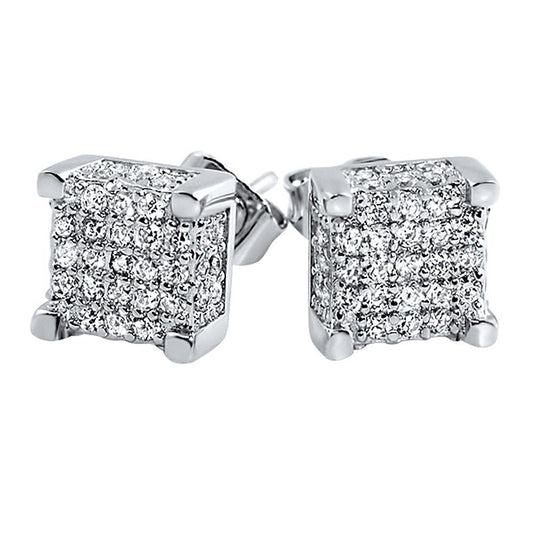 Custom 3D Cube CZ Micro Pave Bling Bling Earrings