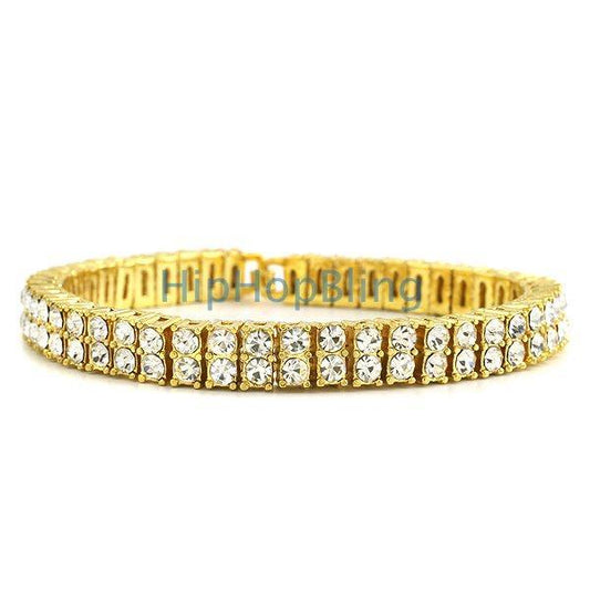 2 Row Bling Bling Tennis Bracelet Gold