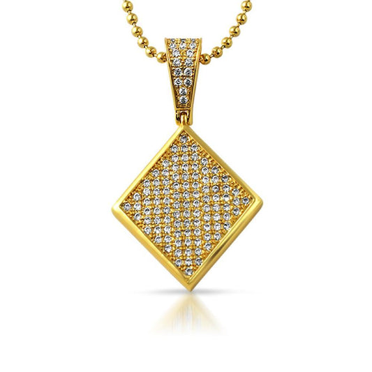 Poker Diamond CZ Gold Bling Bling Pendant