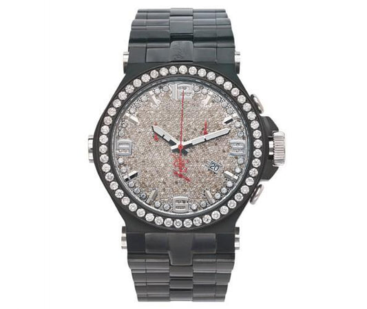 Black Phantom Joe Rodeo Watch 8.75ct Diamond Dial & Bezel