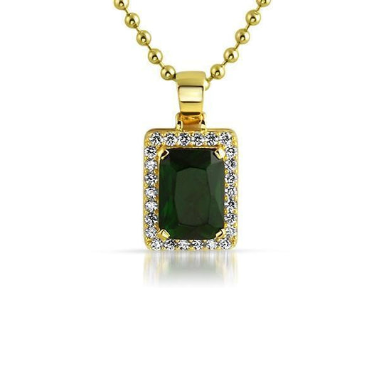 Green Gem .925 Silver Hip Hop Pendant