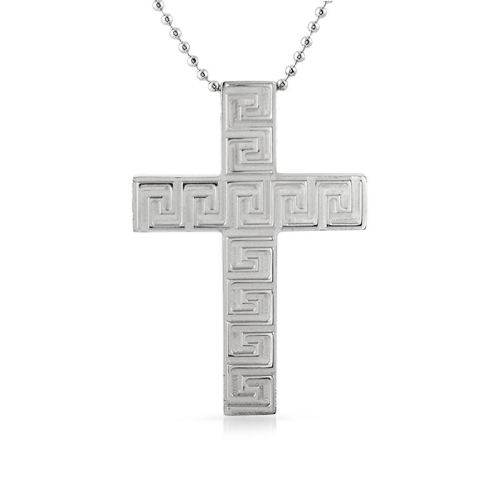 Greek Link Stainless Steel Cross