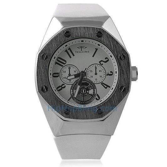 Exotic Octagon Watch Silver White Band