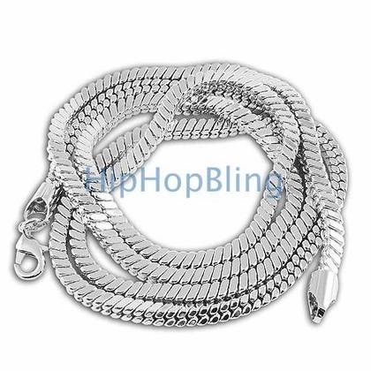 5mm Square Snake 3D Rhodium Hip Hop Chain