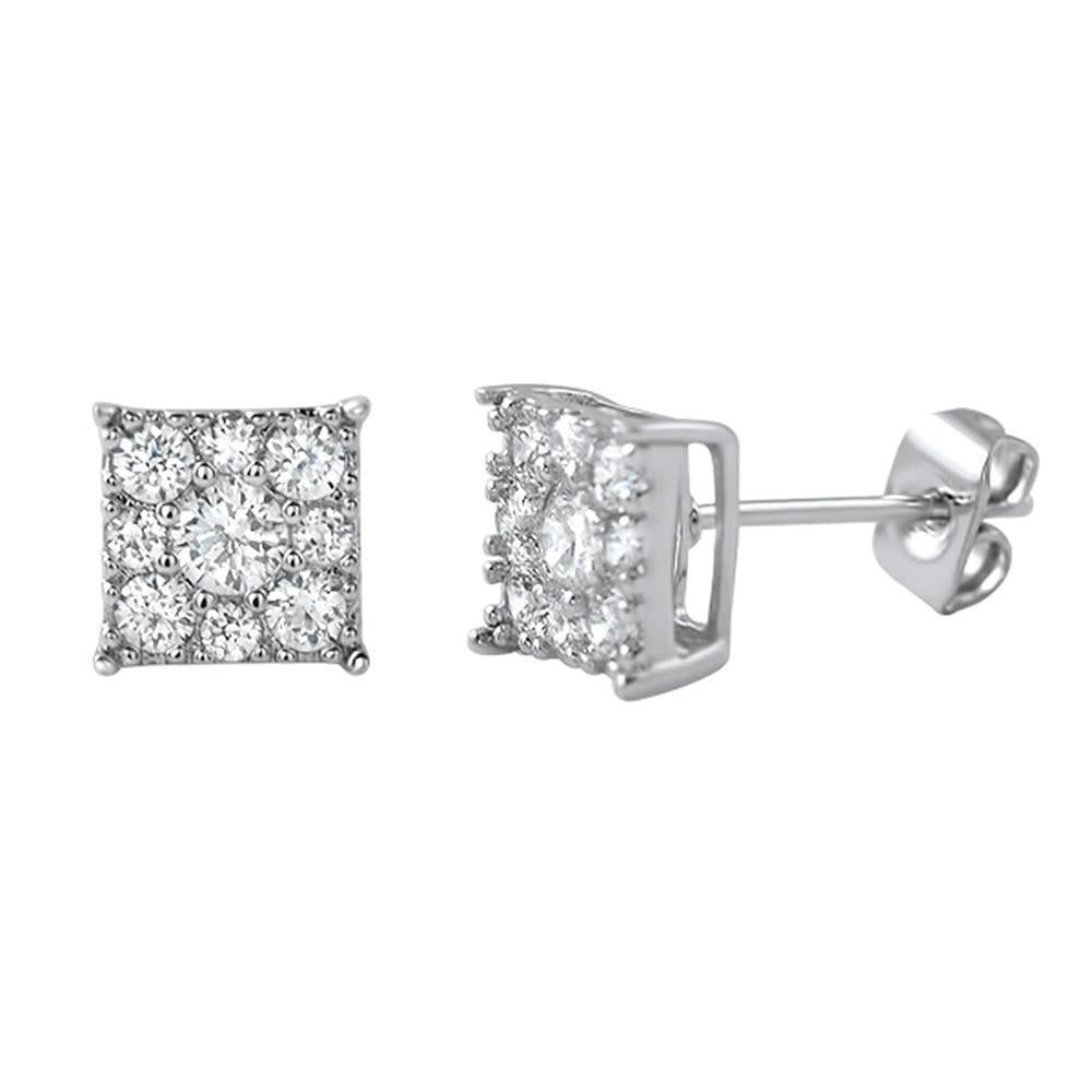 Square Cluster CZ Bling Bling Earrings