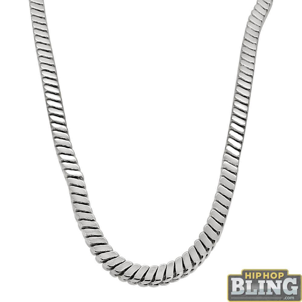 Square Snake Rhodium Hip Hop Chain 5MM