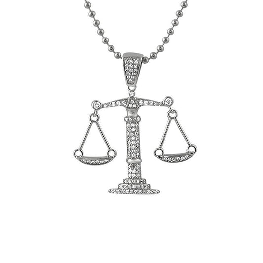 Balance Scale Iced Out Rhodium Pendant