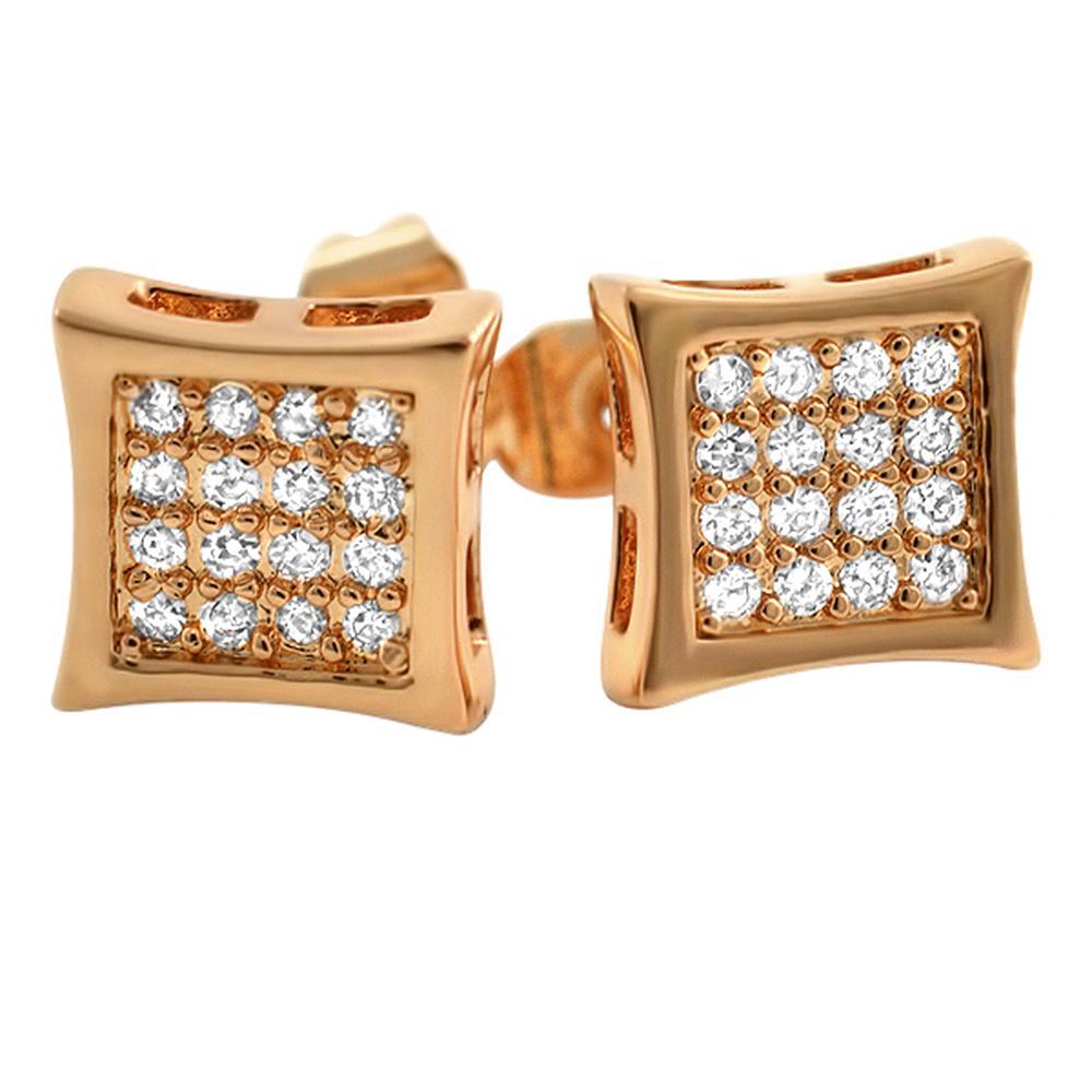 Kite 32 Stone CZ Rose Gold Bling Bling Earrings