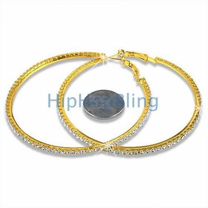 70mm Gold Hoop Bling Bling Earrings