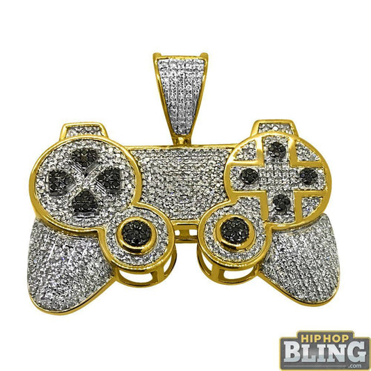 1.20cttw Gamers Controller 3D Pendant 10K Yellow Gold