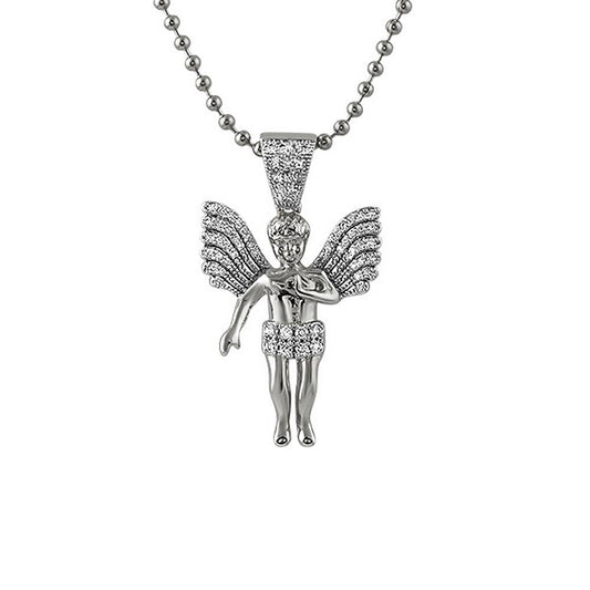 Big Wings Rhodium Mini Angel Pendant