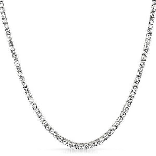 3MM 1 Row CZ Bling Bling Rhodium Tennis Chain