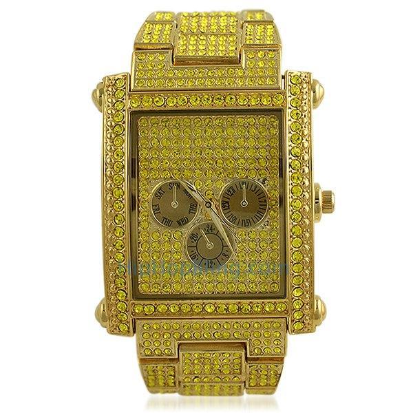 Lemonade Rectangle Custom Bling Bling Watch