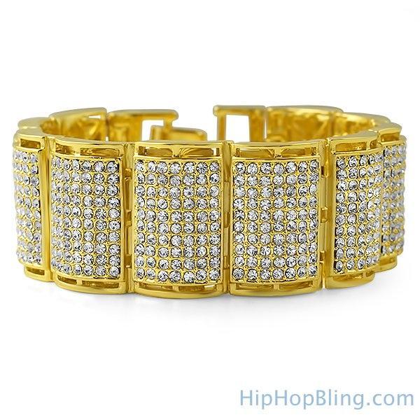 Thick Ice Log Gold Bling Bling Bracelet