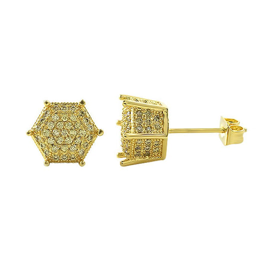 Lemonade 3D Pentagon Iced Out CZ Earrings