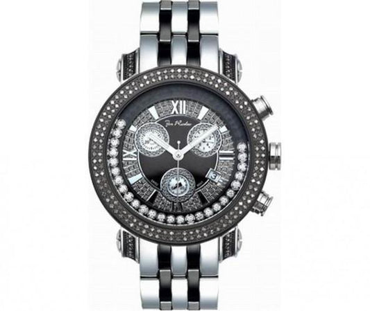 2 Tone Black & Steel Floating Bling Joe Rodeo Diamond Watch 1.75ct