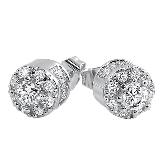 3D Cluster CZ Bling Bling Earrings Micro Pave