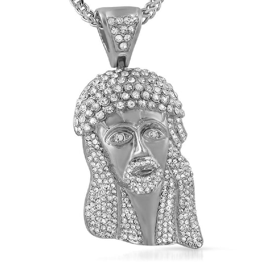 3D Big Iced Out Crown Jesus Piece Rhodium