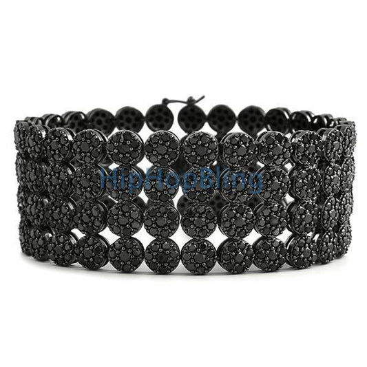 CZ Black 4 Row Cluster Bling Bling Bracelet