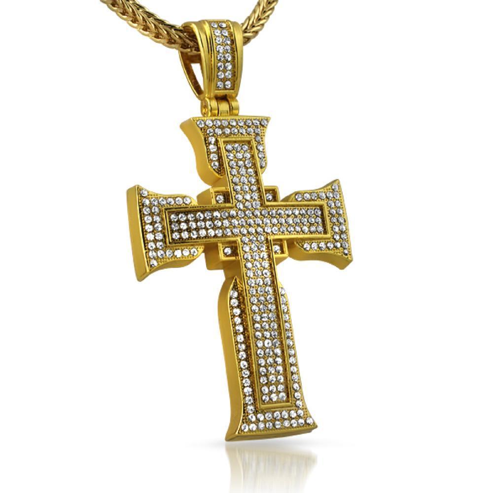 Designer Gold Bling Bling Cross