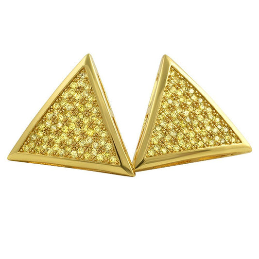 Xl Triangle Lemonade CZ Bling Bling Earrings