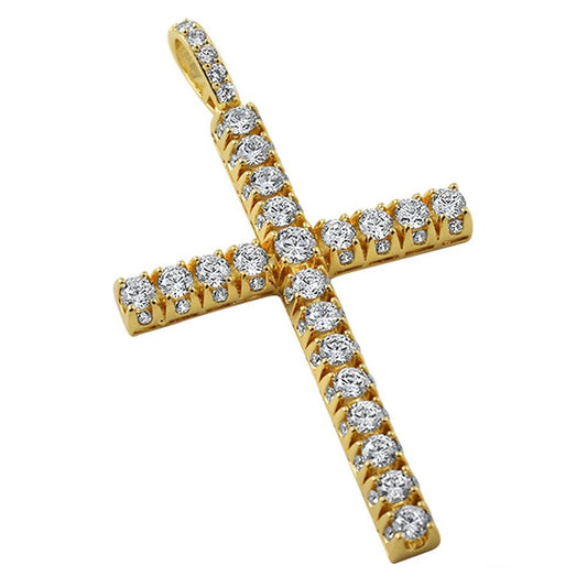 3D Bling Bling Gold Tennis CZ Cross