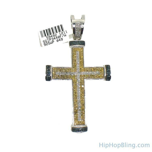 3 Color Diamond Large Mens Cross 1.79 Carats