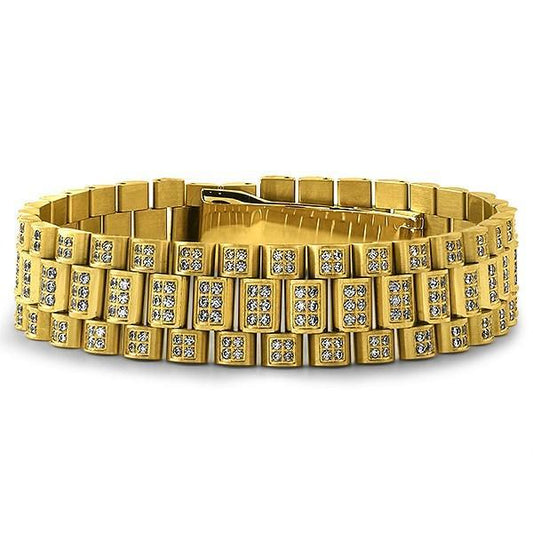 Gold Full CZ President Bracelet