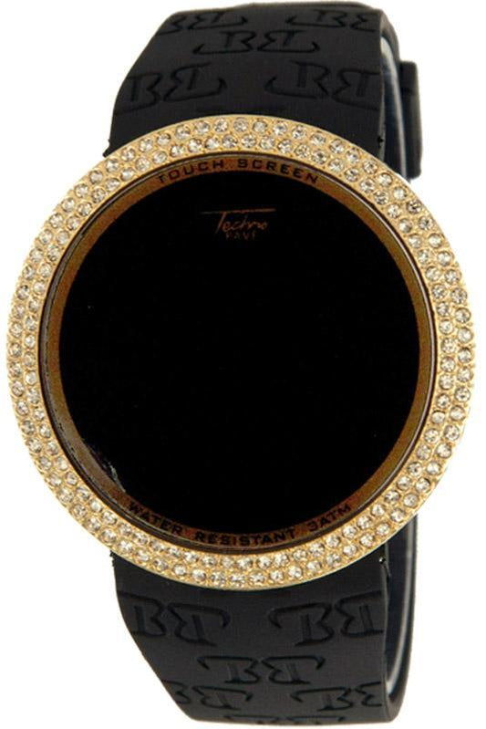 Iced Out Digital Touch Screen Watch Gold Black