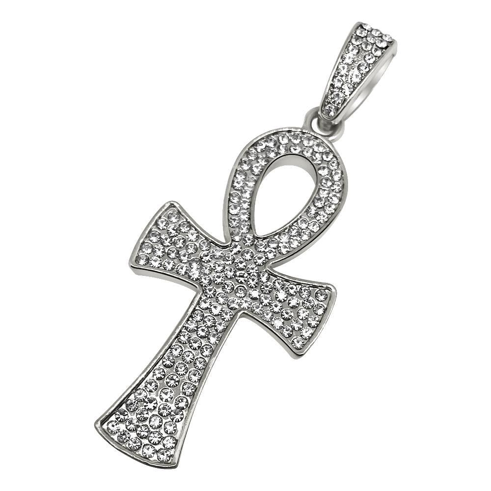 Rhodium Bling Bling Ankh Cross Special