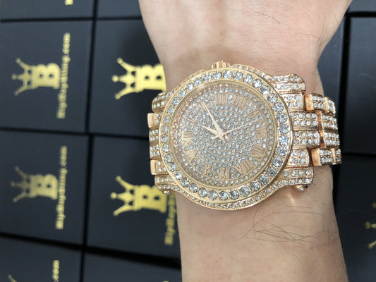 Amazing Bling Bling Rose Gold Hip Hop Watch