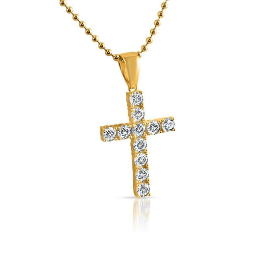 .925 Sterling Silver 4MM CZ Tennis Cross Gold