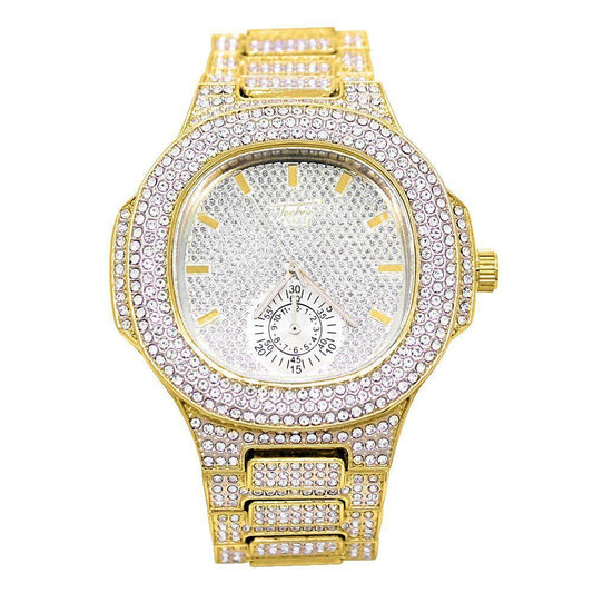 Modern Full Iced Out Chrono Bling Bling Hip Hop Watch