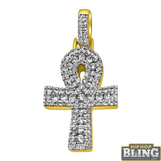 14K Gold Ankh Cross Channel Set 1.00cttw Diamonds